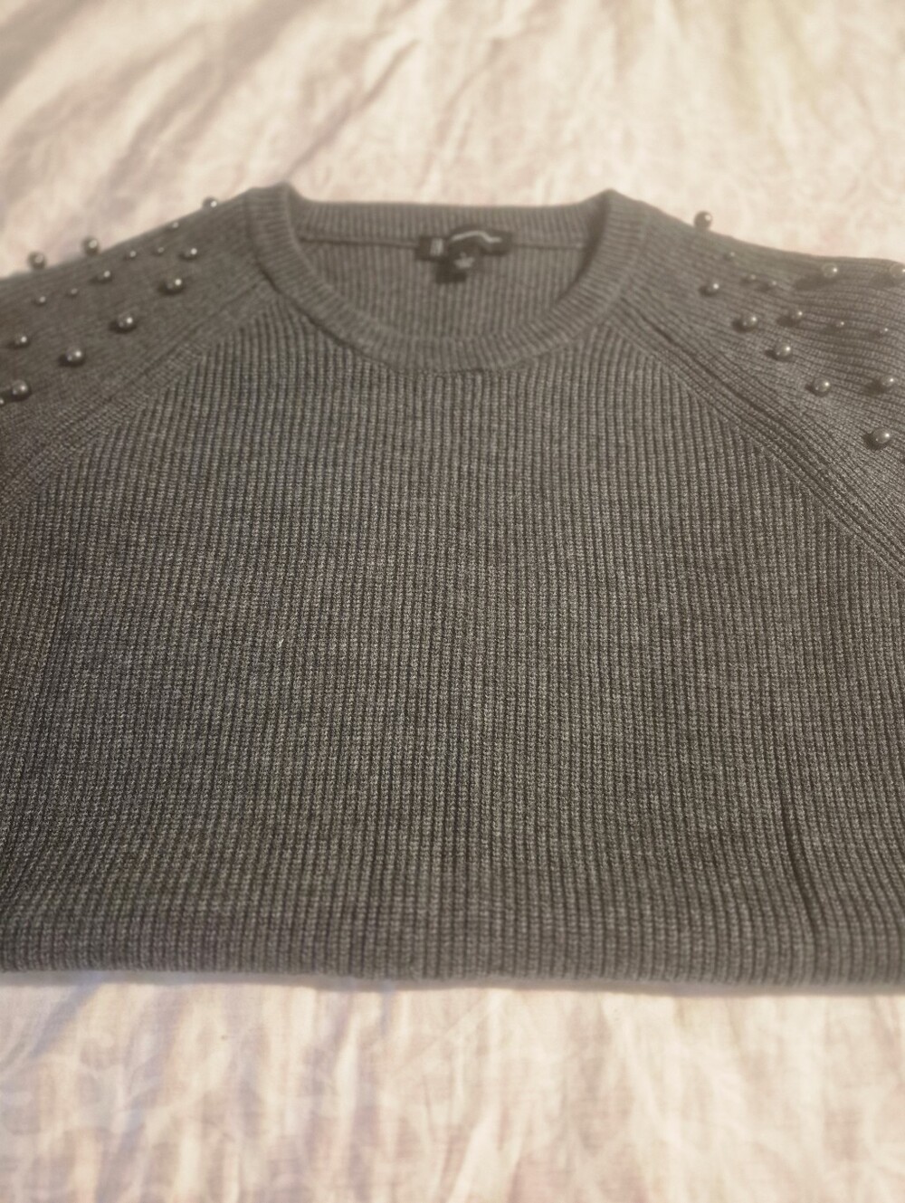 Women's Dark Gray Beaded Sweater